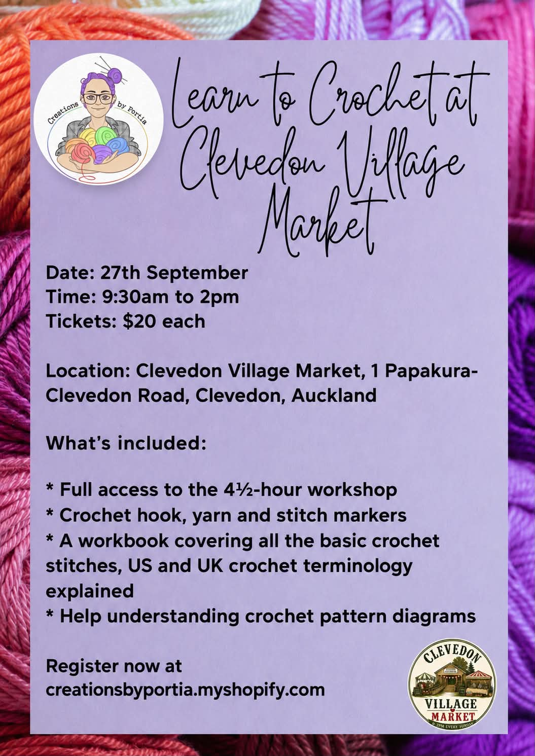 Learn to Crochet at Clevedon Village Market - Workshop Ticket