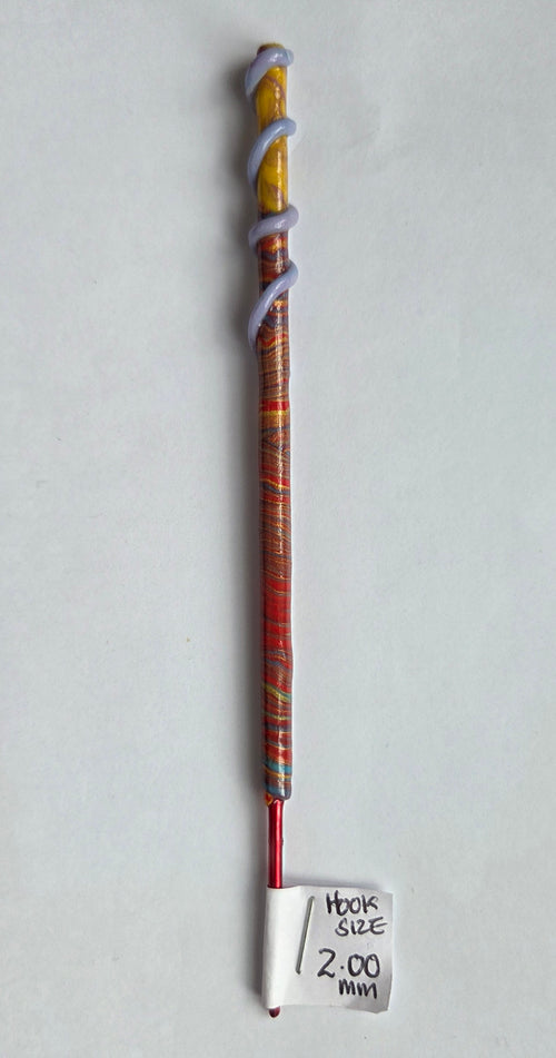 2.0mm Crochet Hook – Fine Metal Hook with Decorative Polymer Clay Handle